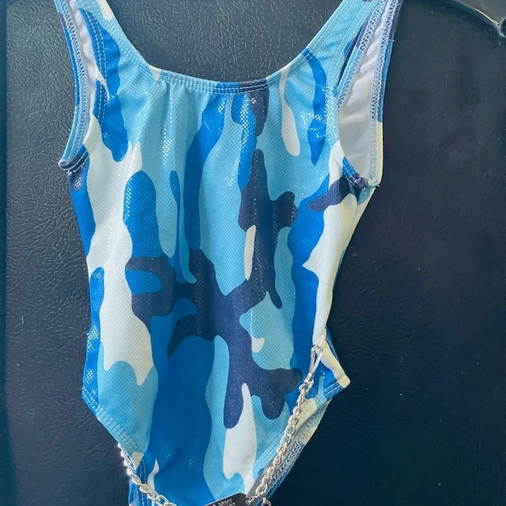 Bathing babes blue camouflage bathing suit once piece